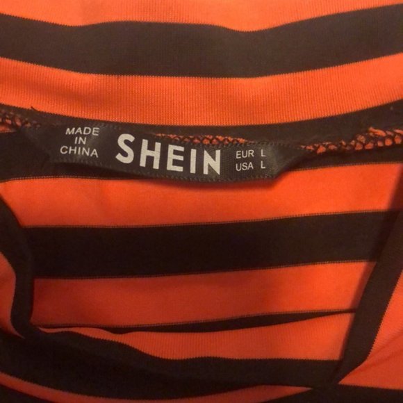 SHEIN orange and black striped “girl power” shirt - Picture 3 of 3